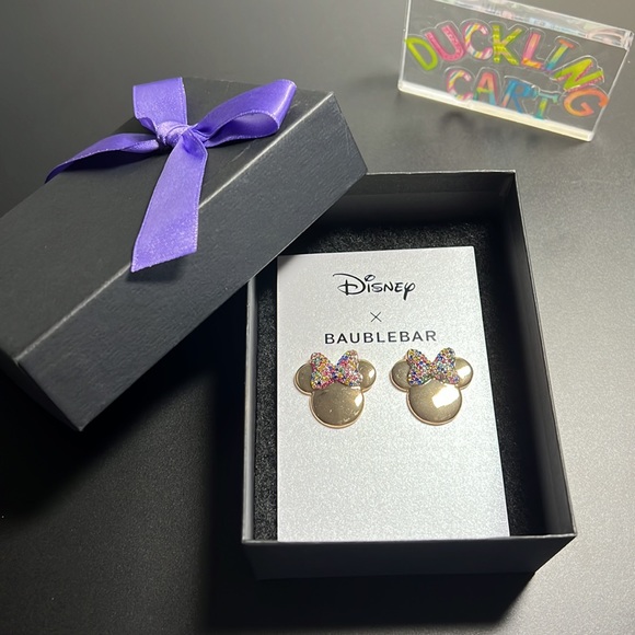 NEW💍 BAUBLEBAR x Disney Minnie Mouse Gold Stud Earrings - Picture 2 of 10